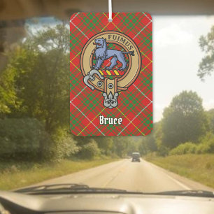 Clan Bruce Crest over Tartan Car Air Freshener