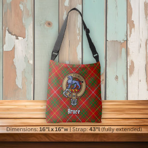 Clan Bruce Crest over Tartan Crossbody Bag