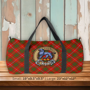 Clan Bruce Crest over Tartan Duffle Bag