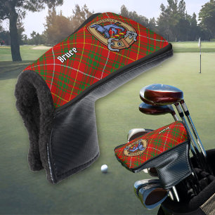 Clan Bruce Crest over Tartan Golf Head Cover