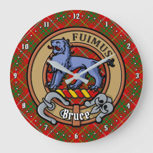 Clan Bruce Crest over Tartan Large Clock