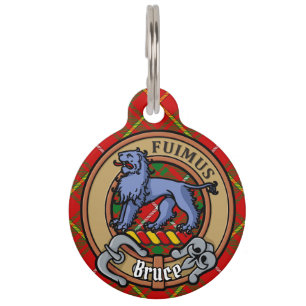 Clan Bruce Crest over Tartan Pet Tag