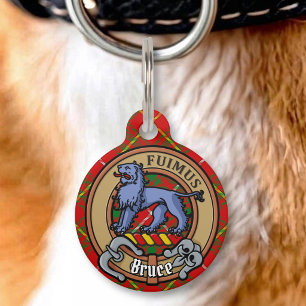 Clan Bruce Crest over Tartan Pet Tag