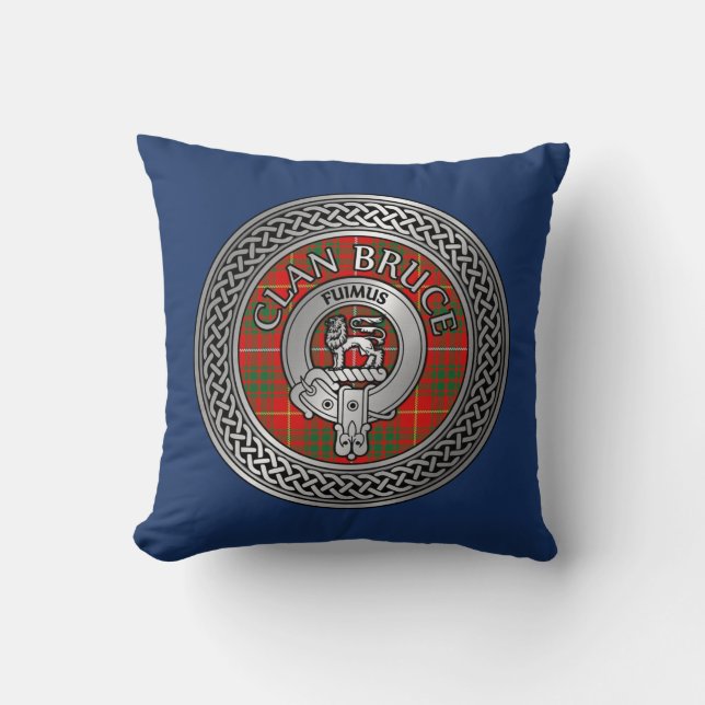 Clan Bruce Crest & Tartan Knot Cushion (Front)