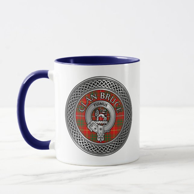 Clan Bruce Crest & Tartan Knot Mug (Left)