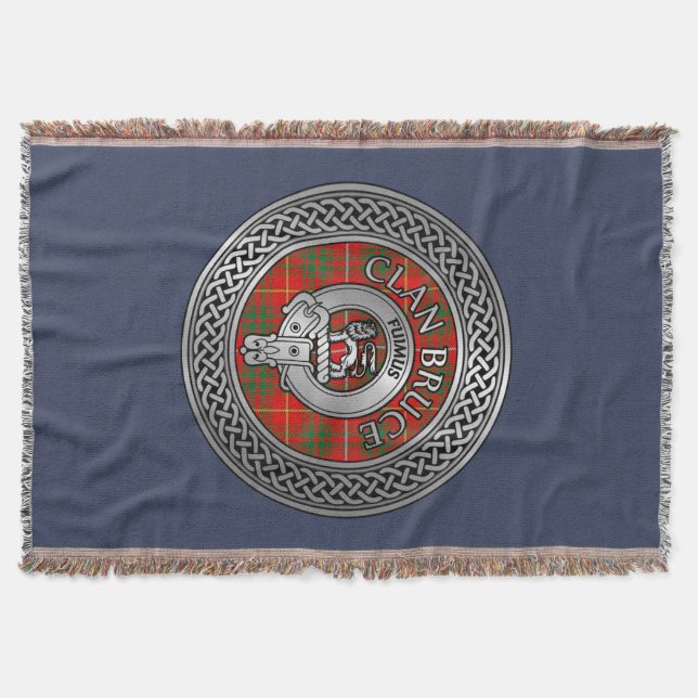 Clan Bruce Crest & Tartan Knot Throw Blanket (Front)