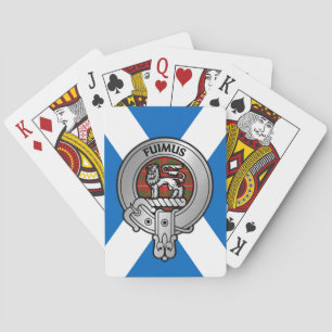 Clan Bruce Crest & Tartan on Saltire Playing Cards