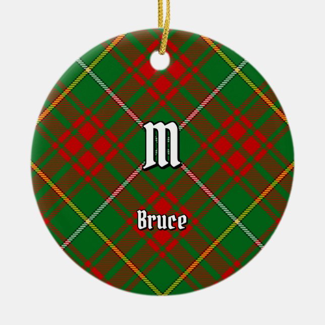 Clan Bruce Hunting Tartan Ceramic Tree Decoration (Front)