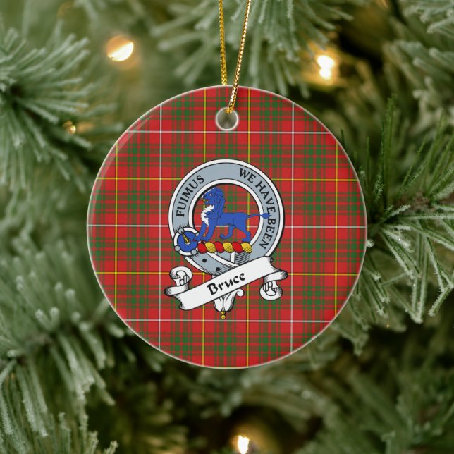 Clan Bruce Modern Badge Tartan Plaid Ceramic Tree Decoration (Tree)