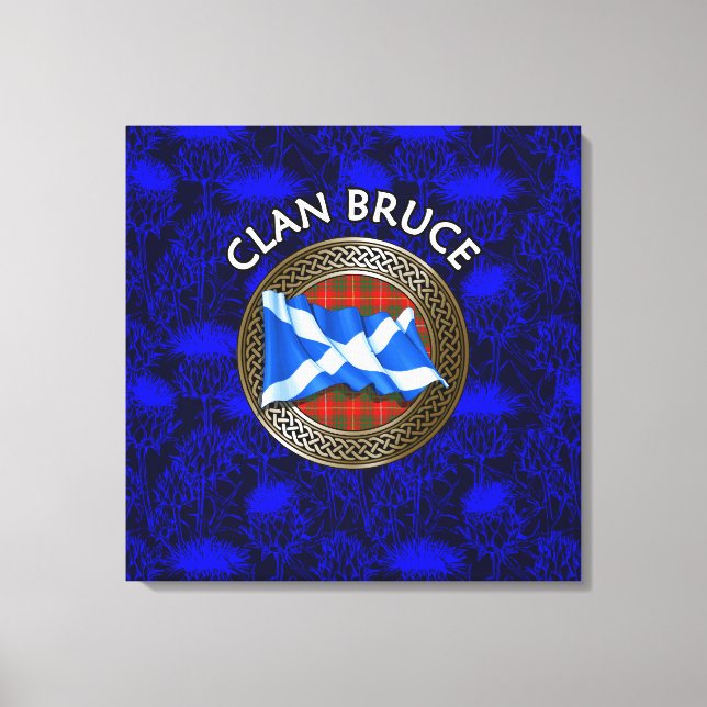 Clan Bruce Tartan Knot & Flag Canvas Print (Front)