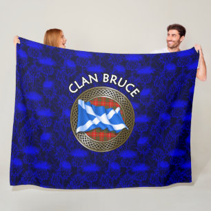 Clan Bruce Tartan Knot & Flag Fleece Blanket