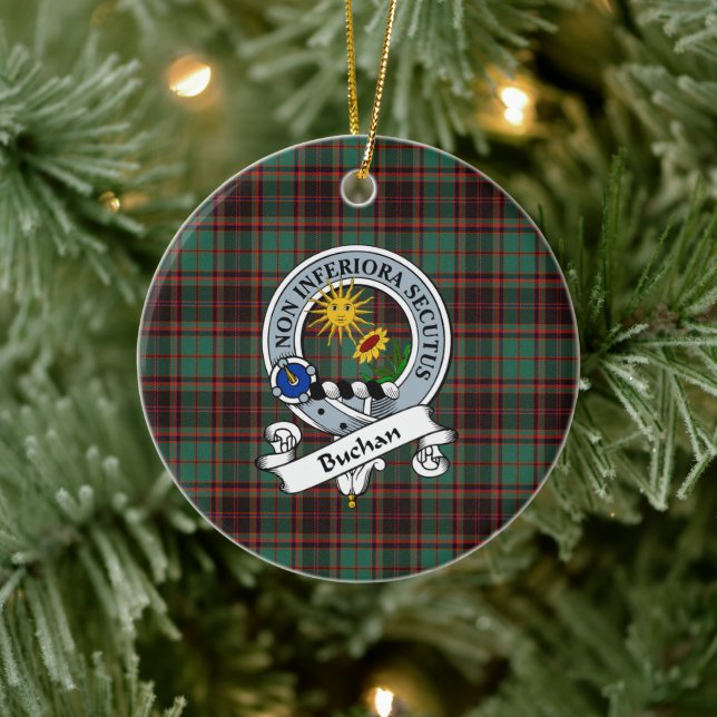 Clan Buchan Ancient Badge Tartan Plaid Ceramic Tree Decoration (Tree)