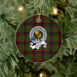 Clan Buchan Modern Badge Tartan Plaid Ceramic Tree Decoration
