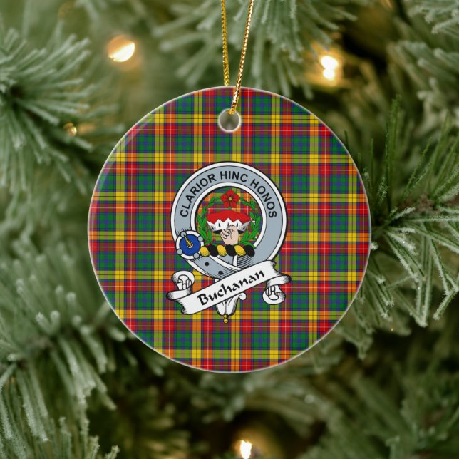 Clan Buchanan Badge Tartan Plaid Ceramic Tree Decoration (Tree)