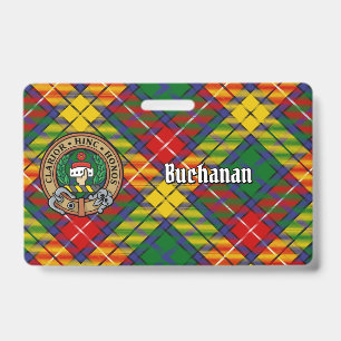Clan Buchanan Crest over Tartan ID Badge