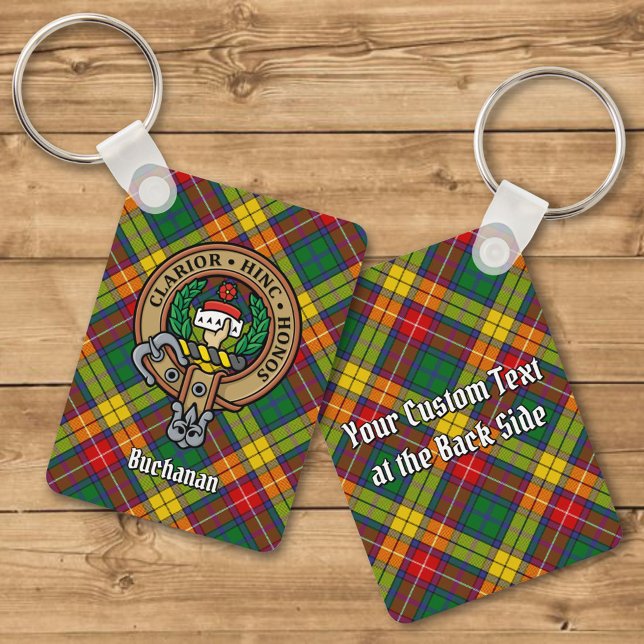 Clan Buchanan Crest over Tartan Keychain (Creator Uploaded)