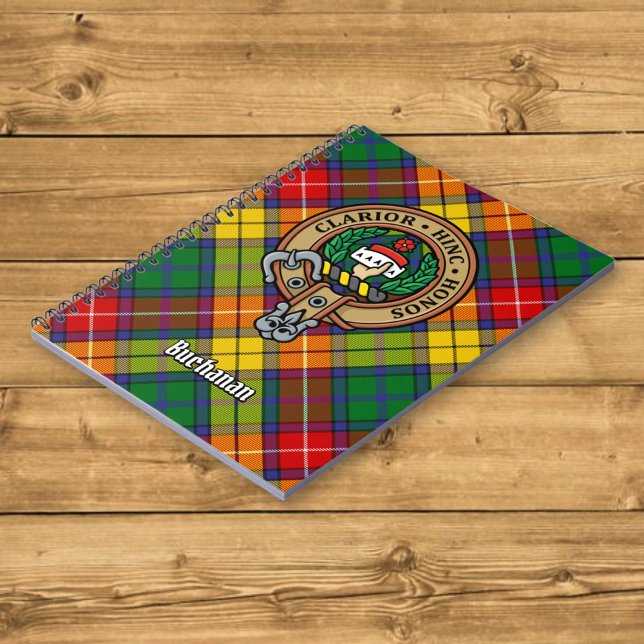 Clan Buchanan Crest over Tartan Notebook (Creator Uploaded)