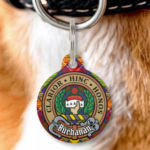 Clan Buchanan Crest over Tartan Pet Tag