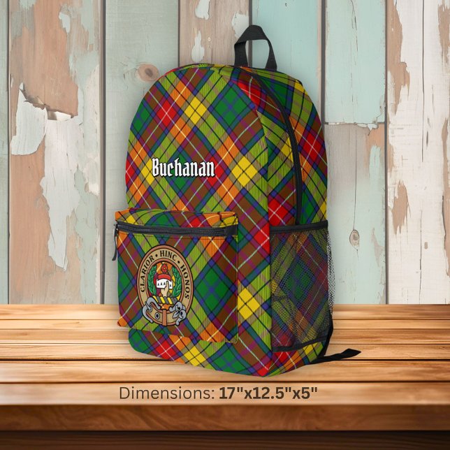 Clan Buchanan Crest over Tartan Printed Backpack (Creator Uploaded)
