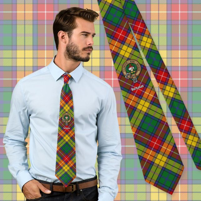 Clan Buchanan Crest over Tartan Tie (Creator Uploaded)