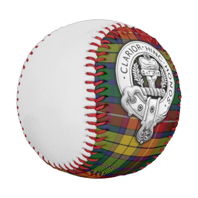 Clan Buchanan Crest & Tartan Baseball (Angled)