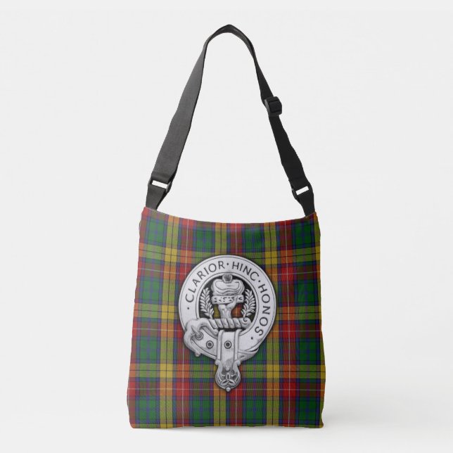 Clan Buchanan Crest & Tartan Crossbody Bag (Front)