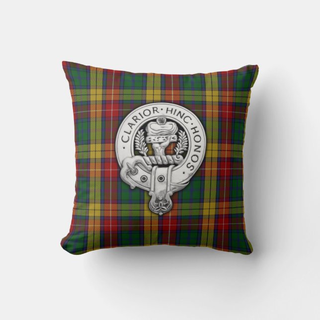 Clan Buchanan Crest & Tartan Cushion (Front)