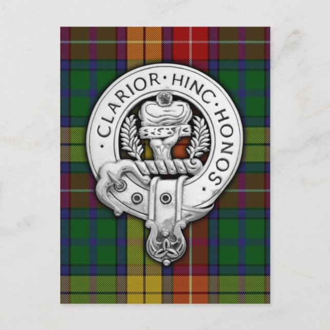 Clan Buchanan Crest & Tartan Postcard (Front)