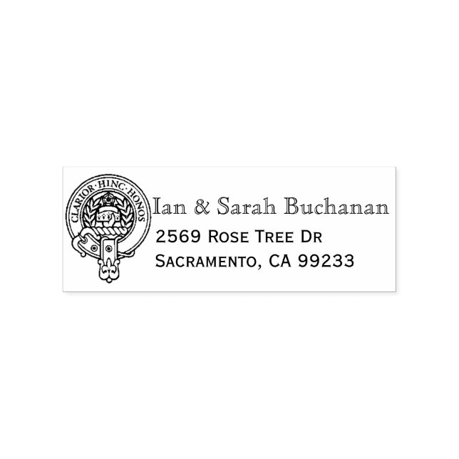 Clan Buchanan Crest Wood Address Rubber Stamp (Stamped)
