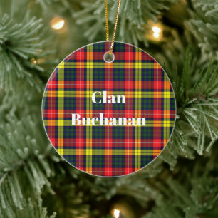 Clan Buchanan Modern Tartan Ceramic Tree Decoration