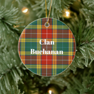 Clan Buchanan Old Sett Tartan Ceramic Tree Decoration