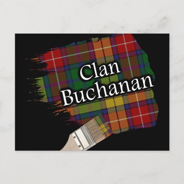 Clan Buchanan Scottish Tartan Paint Brush Postcard (Front)