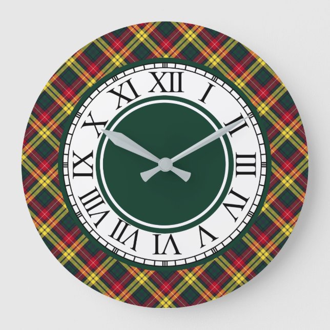 Clan Buchanan Tartan Border Large Clock (Front)