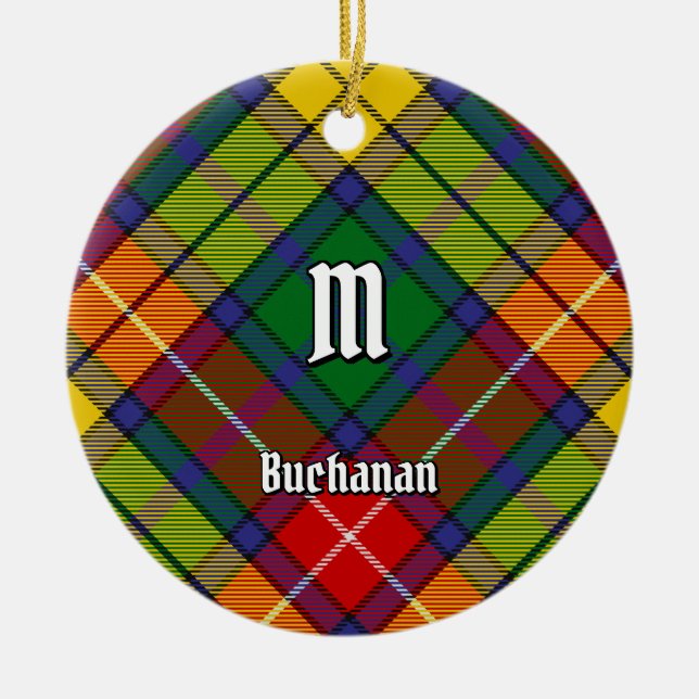 Clan Buchanan Tartan Ceramic Tree Decoration (Front)