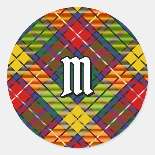 Clan Buchanan Tartan Classic Round Sticker (Front)