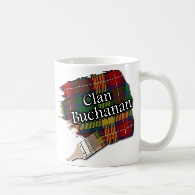 Clan Buchanan Tartan Paint Brush Cup Mug (Right)