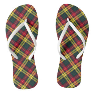 Clan Buchanan Tartan Red, Yellow and Green Plaid Jandals