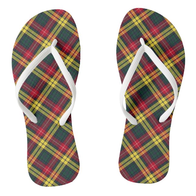 Clan Buchanan Tartan Red, Yellow and Green Plaid Jandals (Footbed)