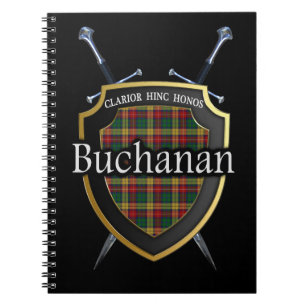 Clan Buchanan Tartan Shield & Swords Spiral Notebook