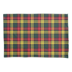 Clan Buchanan Yellow, Green and Red Scottish Plaid Pillowcase