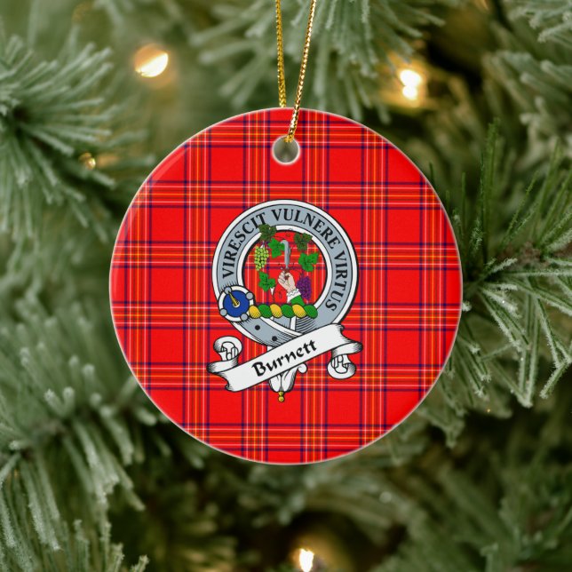 Clan Burnett Modern Badge Tartan Plaid Ceramic Tree Decoration (Tree)
