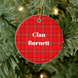 Clan Burnett Modern Tartan Ceramic Tree Decoration