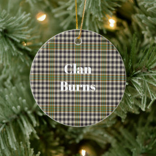 Clan Burns Check Tartan Ceramic Tree Decoration