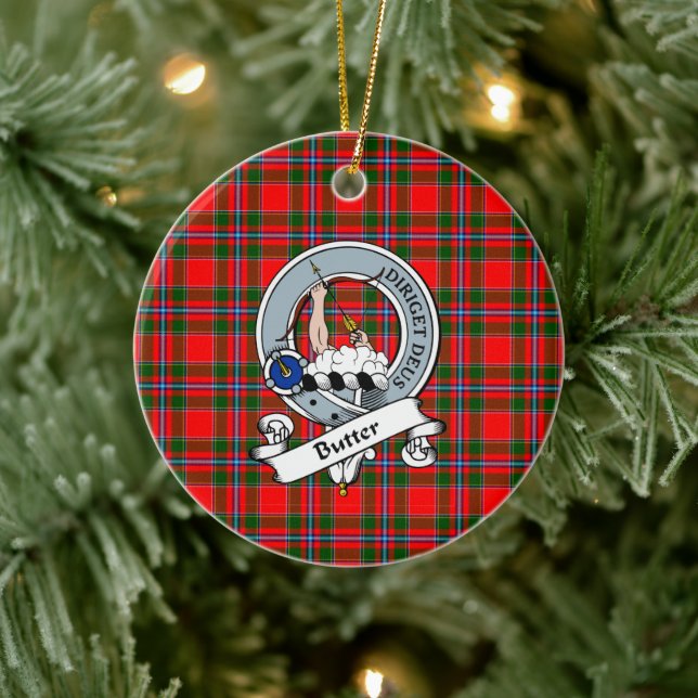 Clan Butter Badge Tartan Plaid Ceramic Tree Decoration (Tree)