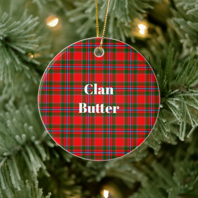 Clan Butter Check Tartan Ceramic Tree Decoration (Tree)