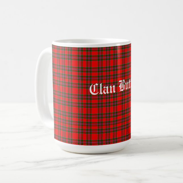 Clan Butter Tartan and Custom Text   Coffee Mug (Front Left)