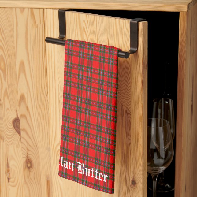 Clan Butter Tartan Personalised Tea Towel (Thirds Fold)