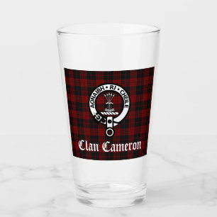 Clan Cameron Crest Badge & Tartan Glass