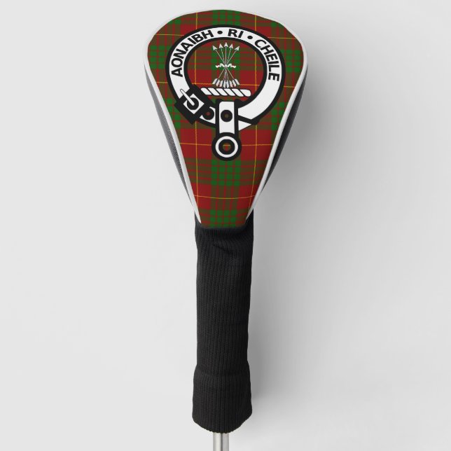 Clan Cameron Crest Badge & Tartan Golf Head Cover (Front)