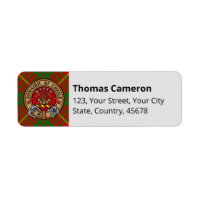 Clan Cameron Crest over Tartan